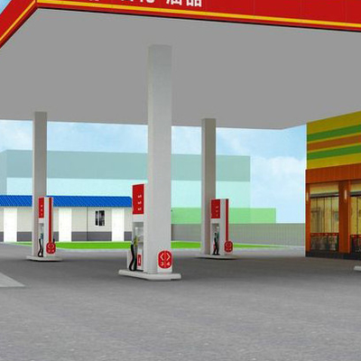 Q345 fabrizierte Dach der Tankstelle-Überdachungs-Stahlkonstruktions-ENV vor