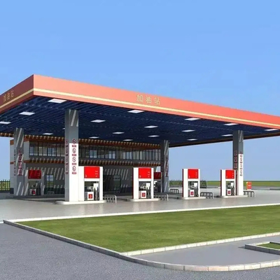 Der Tanksäule-Q345 Dach-Verbiegen Überdachungs-Struktur-Tankstelle-des Bau-150mm