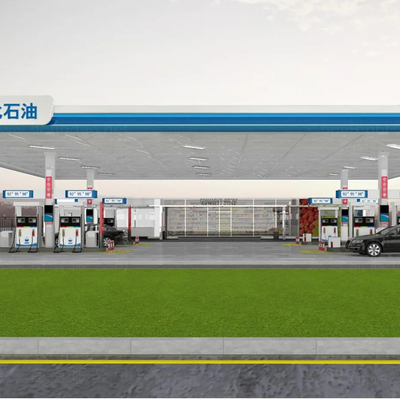 Q345 fabrizierte Dach der Tankstelle-Überdachungs-Stahlkonstruktions-ENV vor