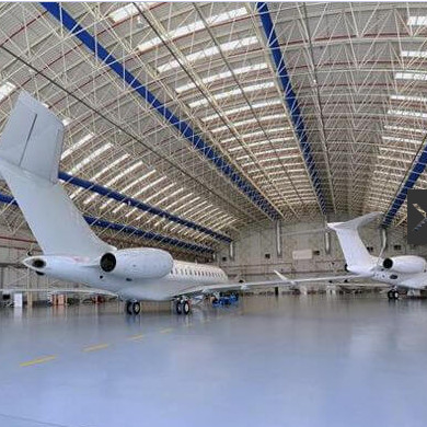 Q235B-Fertigstahlraumfachwerke ummauern dunkelgraues GB für Flugzeug-Hangar-Gebäude