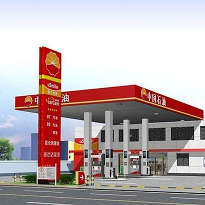 Die GB-Tankstelle-Markisen, die Treibstoff-Kojen-Überdachung lochen, malten besonders angefertigt
