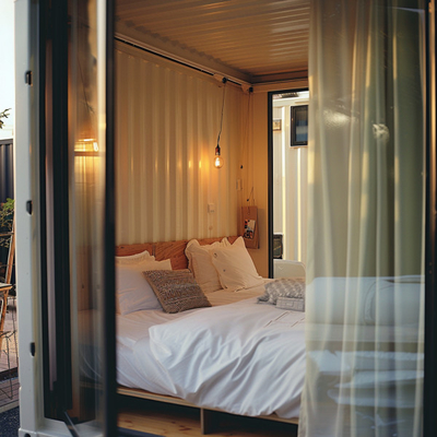 Stahl-Portal-Rahmen für Container-Häuser im Fabrikpreis. Vollmontiertes Modular-Doppelzimmer mit PVC-Wand und Fenster.