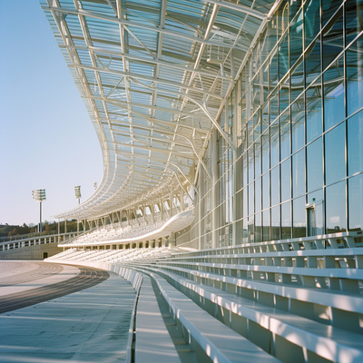 Membranschattensegel mit Spannstoffstruktur für Stadien und Gewerbegebäude