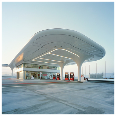 Tankstelle Raumrahmen wunderschön geformt Design und Bau für Sie